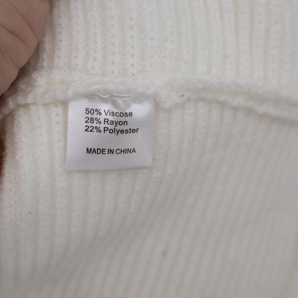 ZESICA Womens Off White Ribbed Knit Collared V-Neck Pullover Sweater Size L - Picture 4 of 6